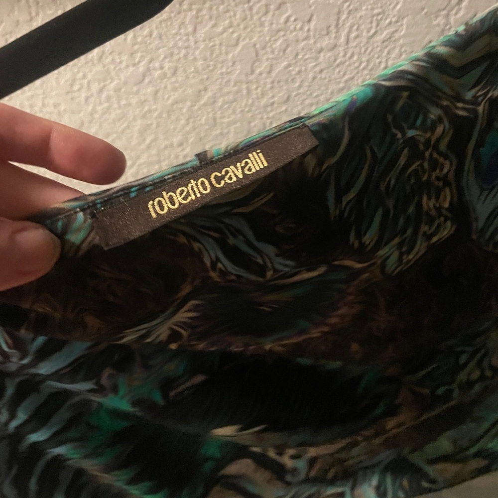 Roberto Cavalli green psychedelic leaf print top - Picture 4 of 8